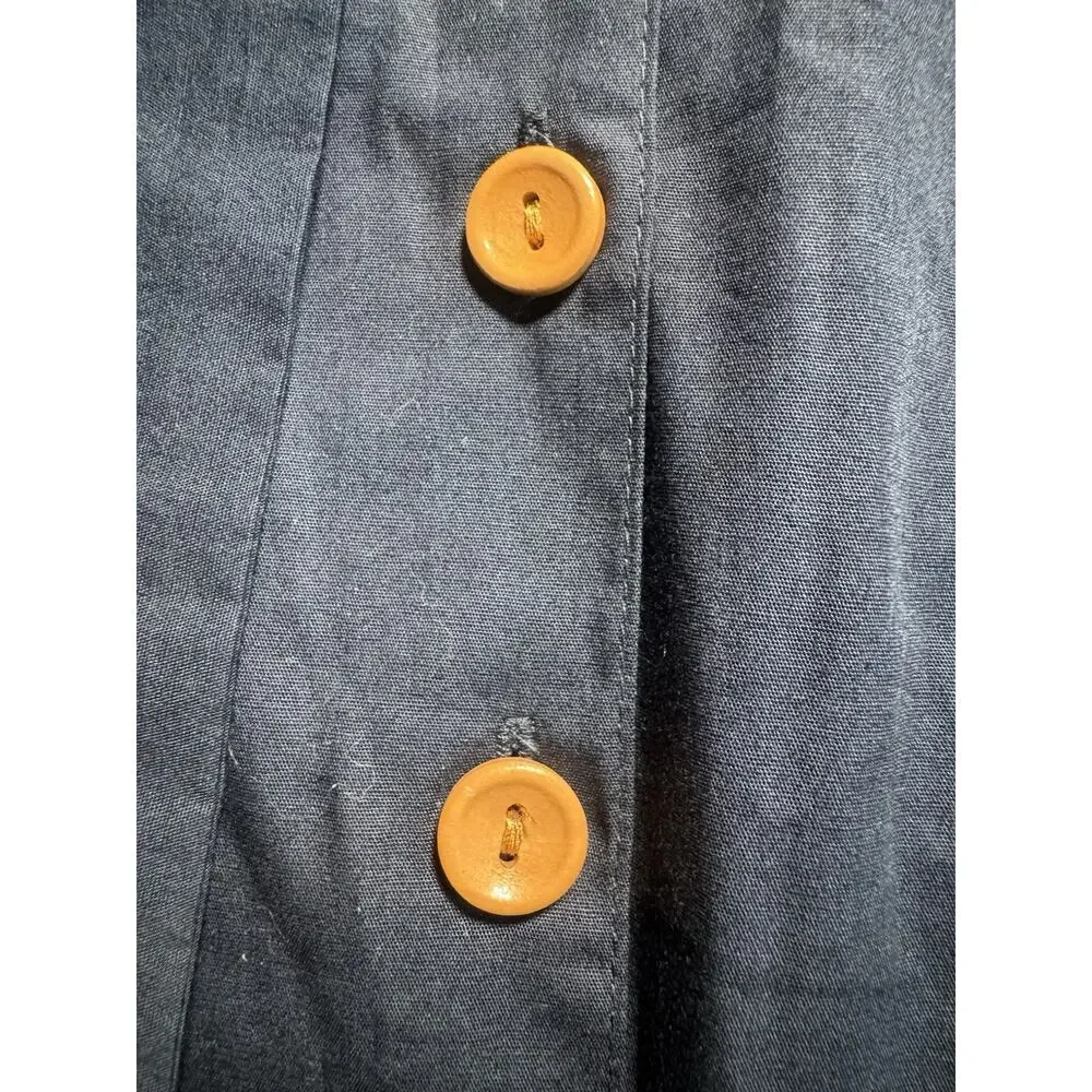 Lacey Lane Girls 4 Navy Cotton Button Front Tie Blouse